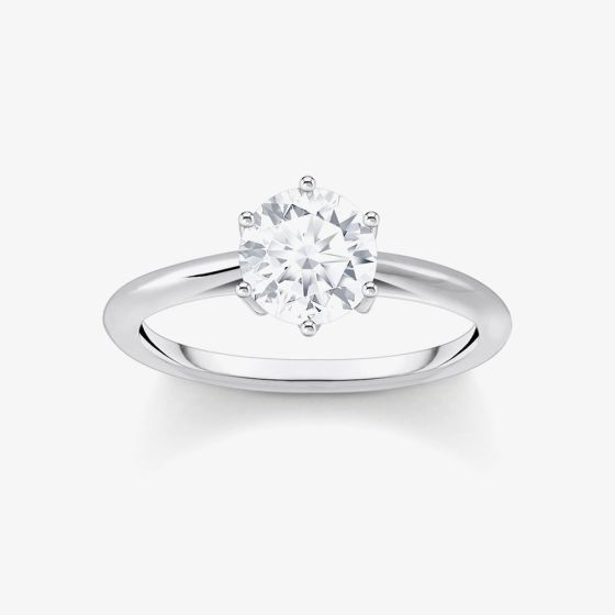 THOMAS SABO Sterling Silver Brilliant Cut Cubic Zirconia Solitaire Ring TR2474-051-14