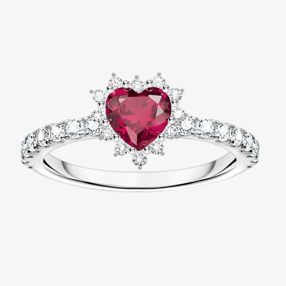 THOMAS SABO Romance Silver Ruby Cubic Zirconia Heart Ring TR2484-013-10