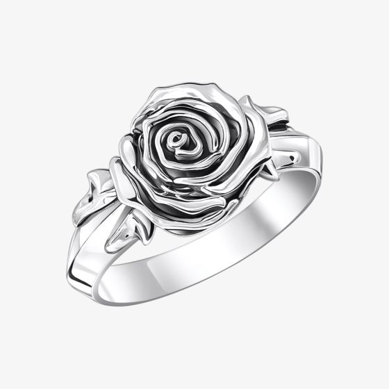THOMAS SABO Midnight Rose Silver Single Rose Ring TR2487-637-21