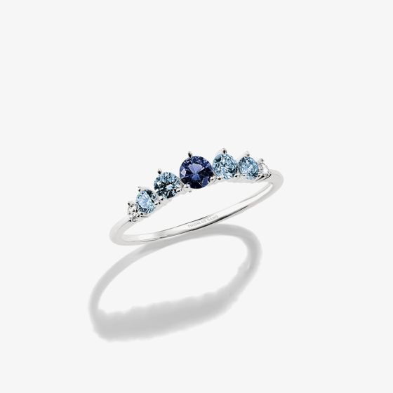 THOMAS SABO Sterling Silver & Blue Crystal Five Stone Ring TR2551-166-1