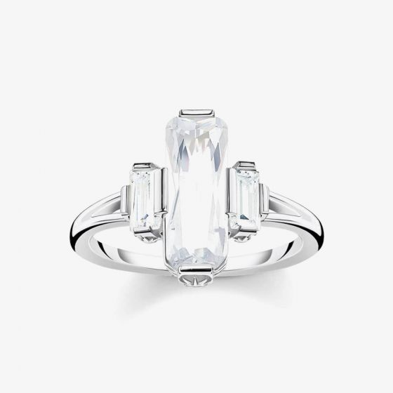 THOMAS SABO Sterling Silver Magic Stars Large Baguette Cut Cubic Zirconia Ring TR2267-051-14
