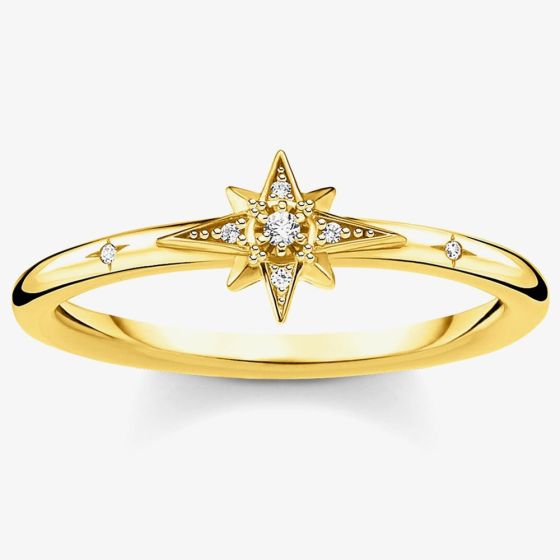 THOMAS SABO Gold Plated Cubic Zirconia Pave Star Ring TR2317-414-14