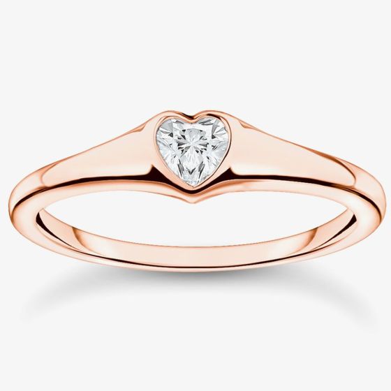 THOMAS SABO Rose Gold Plated Bezel Set Heart Ring TR2390-416-14