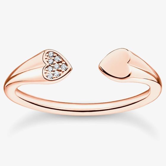 THOMAS SABO Rose Gold Plated Open Cuff Heart Ring TR2392-416-14