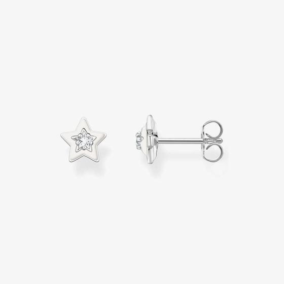 THOMAS SABO Silver Star White Cold Enamel Stud Earrings H2273-041-14