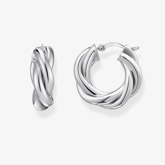 THOMAS SABO Sterling Silver 20mm Intertwined Twisted Hoop Earrings CR742-001-21