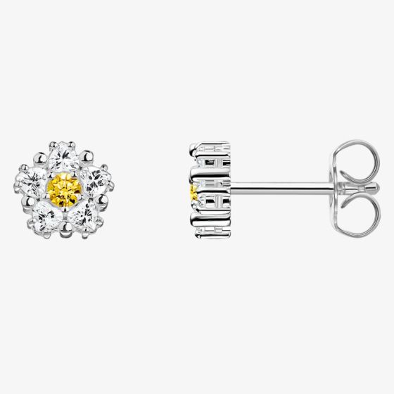 THOMAS SABO Silver Cubic Zirconia Daisy Flower Stud Earrings H2297-051-4