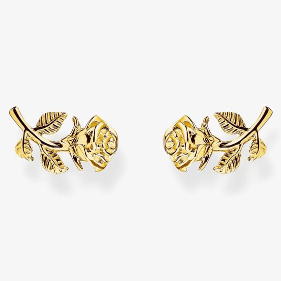 THOMAS SABO 18ct Gold Plated Rose Stud Earrings H2314-413-39