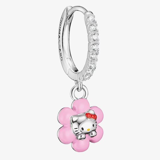 THOMAS SABO Hello Kitty Flower Charm & Cubic Zirconia Single Hoop Earring CR773-M06-7