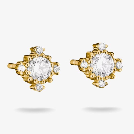THOMAS SABO Classics 18ct Yellow Gold Plated Cubic Zirconia Stud Earrings H2311-M01-14