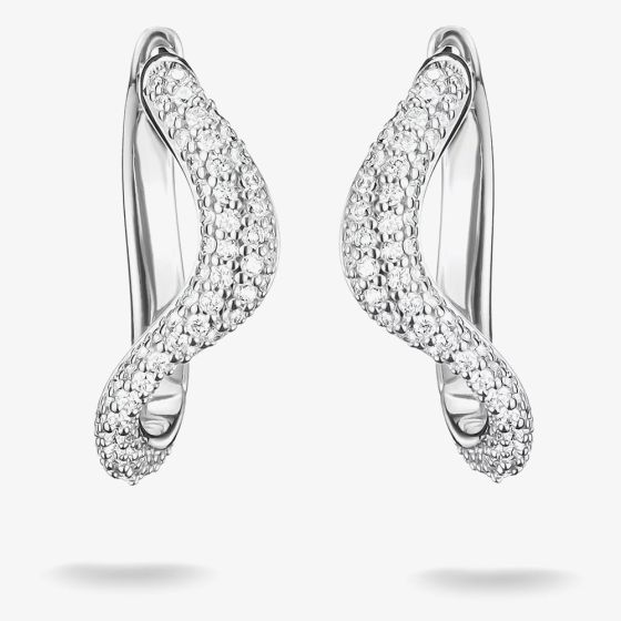THOMAS SABO Fluid Elegance Sterling Silver Pave Cubic Zirconia Wave Earrings CR765-051-14