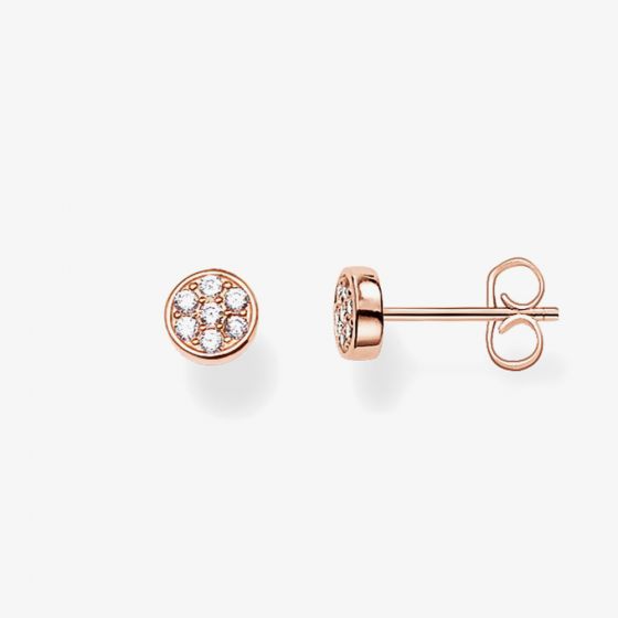 THOMAS SABO Rose Gold Plated 6mm Pavé Round Stud Earrings H1848-416-14
