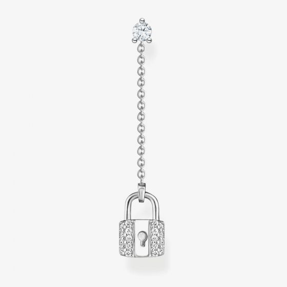 THOMAS SABO Silver & Cubic Zirconia Padlock Dropper Single Stud Earring H2213-051-14