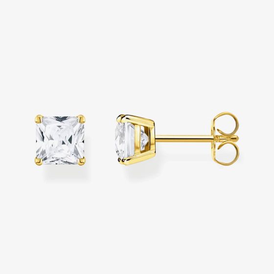 THOMAS SABO Gold Plated White Stone Stud Earrings H2174-414-14