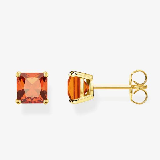 THOMAS SABO Gold Plated Orange Stone Stud Earrings H2174-472-8