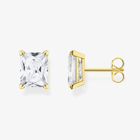 THOMAS SABO Gold Plated White Stone Stud Earrings H2201-414-14