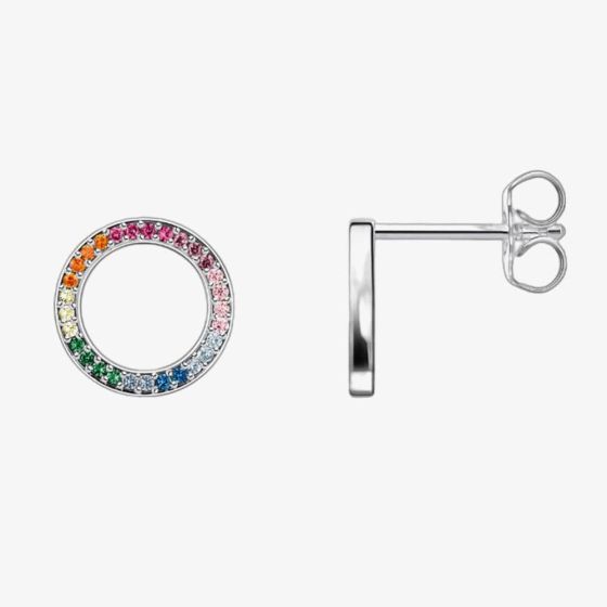 THOMAS SABO Together Sterling Silver Circle Rainbow Stud Earrings H1947-318-7