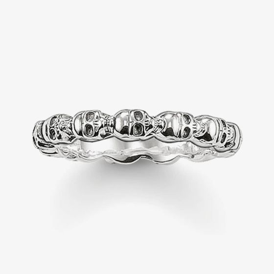 THOMAS SABO Silver Narrow Skull Band Ring TR1922-001-12
