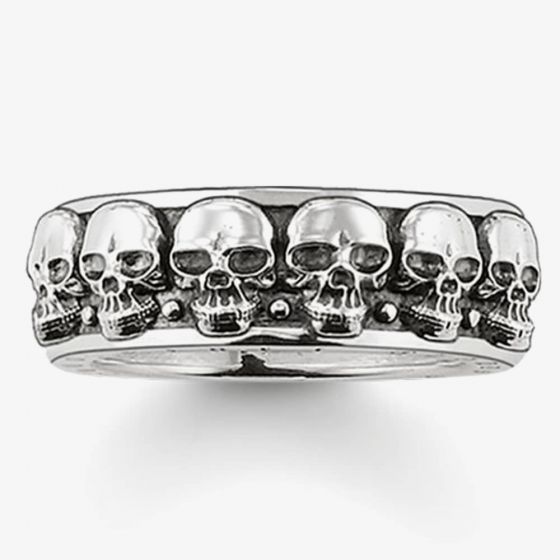THOMAS SABO Sterling Silver Oxidized Skulls Ring TR1878-001-12