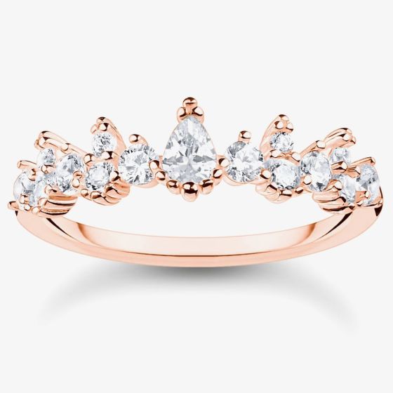 THOMAS SABO Rose Gold Plated Ice Crystal Ring TR415-416-14
