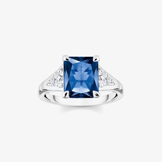 THOMAS SABO Ladies Blue & White Stone Set Cocktail Ring TR2362-166-1