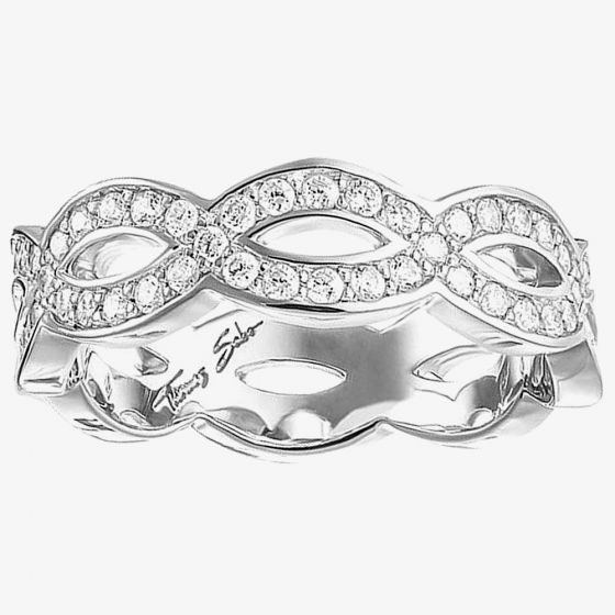 THOMAS SABO Sterling Silver Cubic Zirconia Pavé Double Wave Band TR1973-051-14