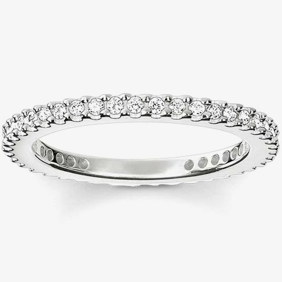 THOMAS SABO Silver Small Clear Cubic Zirconia Narrow Eternity Ring TR1980-051-14