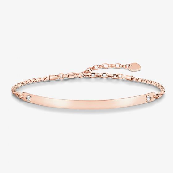 THOMAS SABO Rose Gold Plated Heart Cubic Zirconia Bracelet LBA0045-416-14