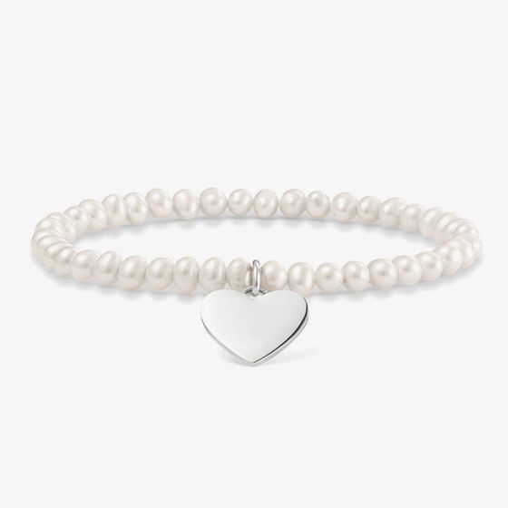 THOMAS SABO Silver Heart Pearl Bracelet LBA0046-082-14