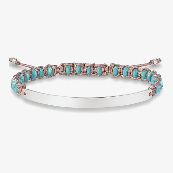 THOMAS SABO Silver Love Bridge Simulated Turquoise Bead Bracelet LBA0052-905-17