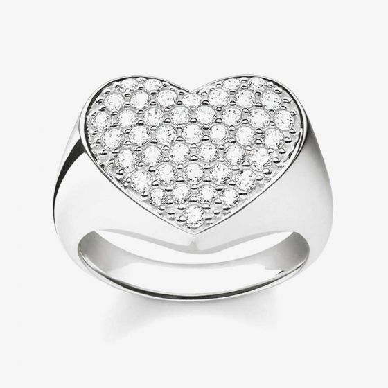 THOMAS SABO Silver Pavé Cubic Zirconia Heart Ring TR2084-051-14