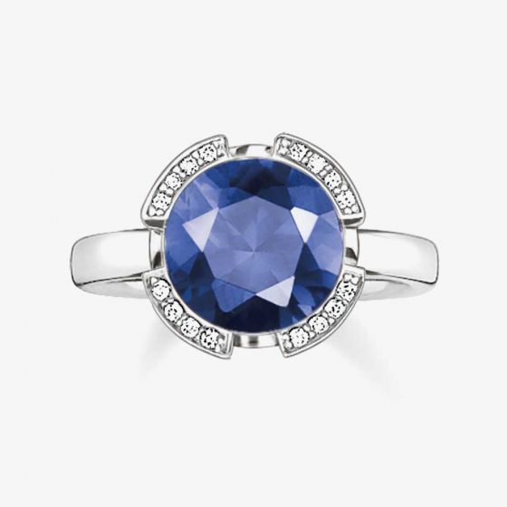 THOMAS SABO Silver Signature Blue Cubic Zirconia Ring TR2038-050-32