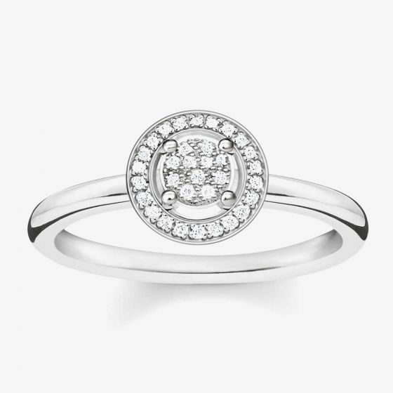 THOMAS SABO Silver Diamond Pavé Halo Cluster Ring D_TR0008-725-14