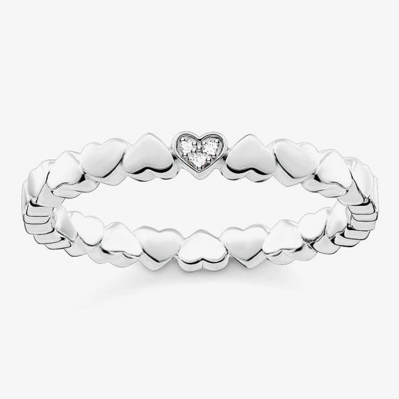 THOMAS SABO Silver Diamond Heart Band Ring D_TR0013-725-14