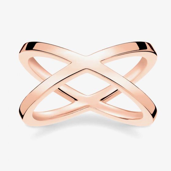THOMAS SABO Rose Gold Tone Cross Over Ring TR2139-415-12