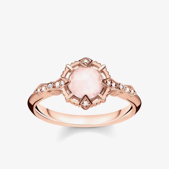 THOMAS SABO Rose Gold Plated Vintage Rose Quartz Ring D_TR0043-925-26