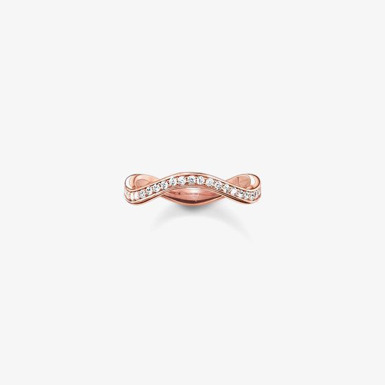 THOMAS SABO Rose Gold Plated Cubic Zirconia Narrow Wave Ring TR2010-416-14