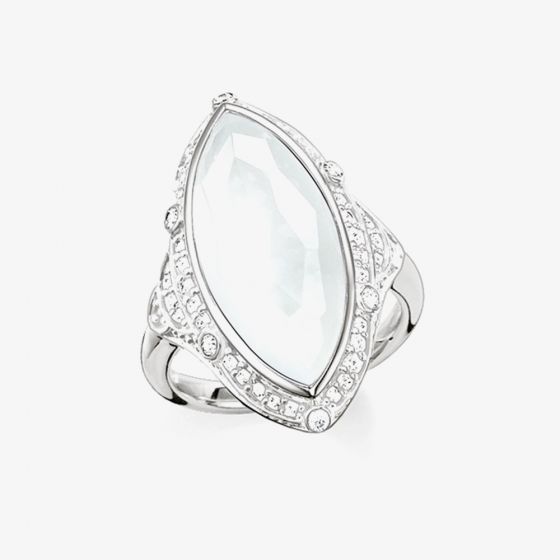 THOMAS SABO Silver Milky Quartz Marquise Ring TR2041-690-14