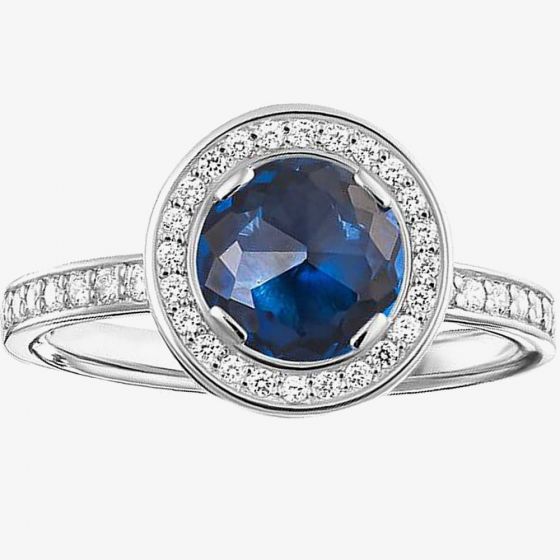 THOMAS SABO Silver Round Blue Pavé Cubic Zirconia Ring TR1971-050-32