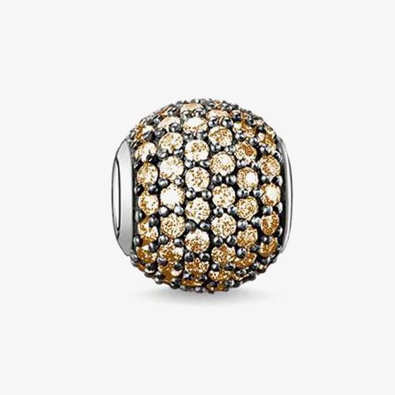 THOMAS SABO Silver Pavé Champagne Cubic Zirconia Bead K0088-643-3