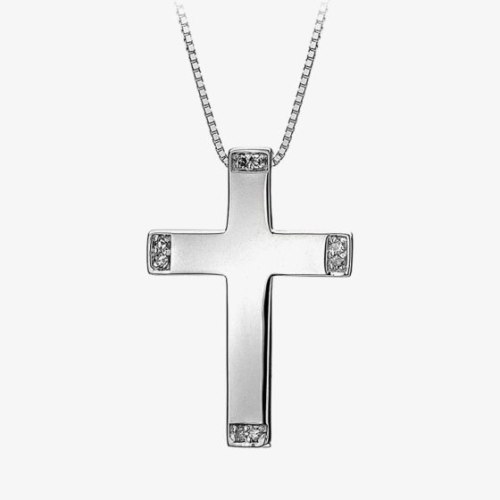 Hot Diamonds Hope Silver Cross Diamond Pendant Necklace DP105