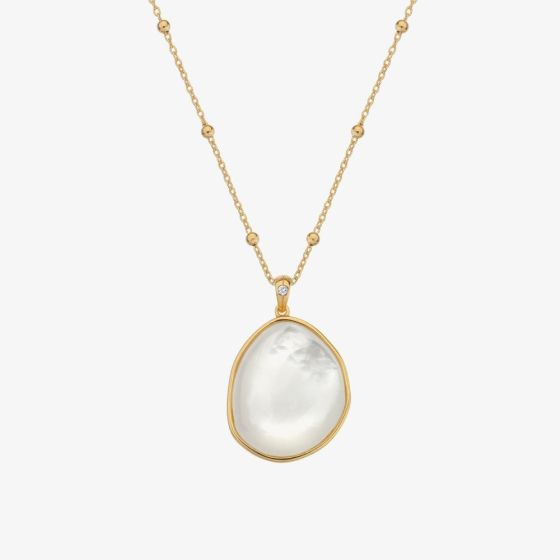 Hot Diamonds Calm 18ct Gold Plated Mother Of Pearl Diamond Pendant Necklace DP842