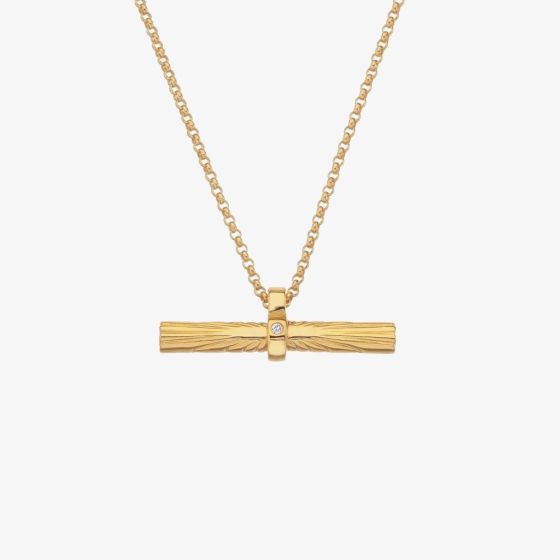 Hot Diamonds Hope 18ct Gold Plated Diamond Bar Pendant Necklace DP848