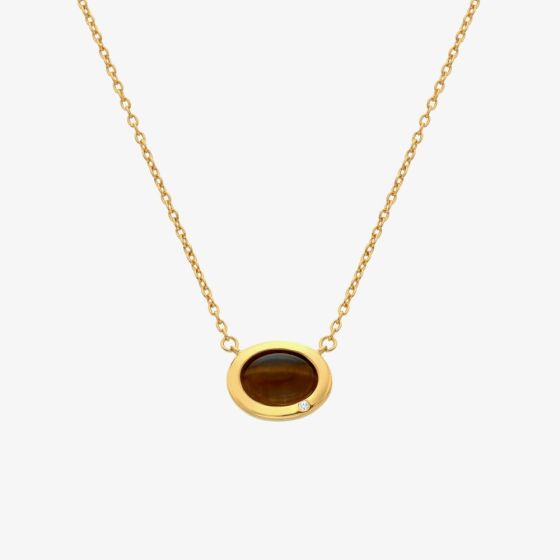 Hot Diamonds HDXGEM Oval Tigers Eye Necklace DN201