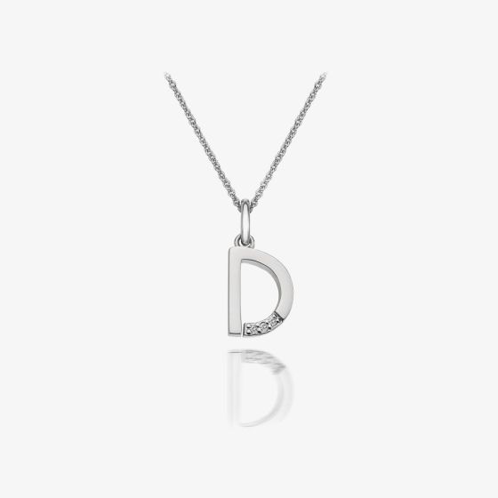 Hot Diamonds Love Letters Silver D Pendant Necklace DP404