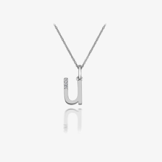 Hot Diamonds Love Letters Silver U Pendant Necklace DP421
