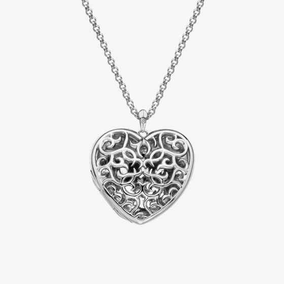 Hot Diamonds Embracing Sterling Silver Heart Locket Necklace DP669