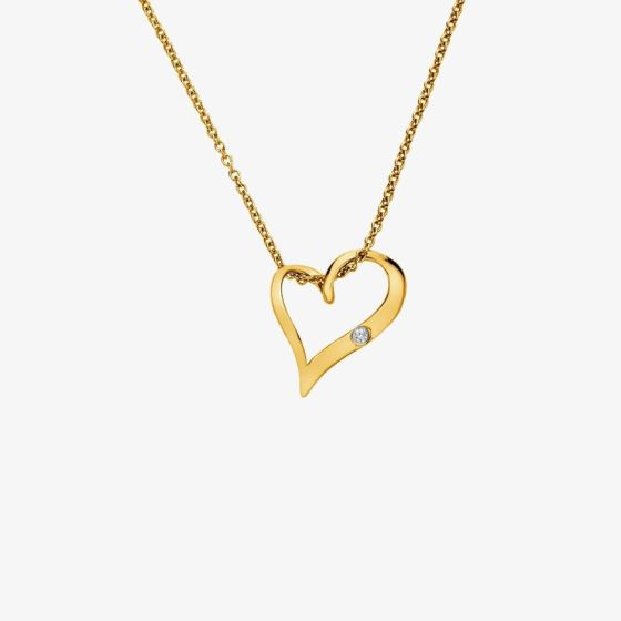 Hot Diamonds Golden Edit Delicate Pointed Twist Heart Pendant Necklace DP1088