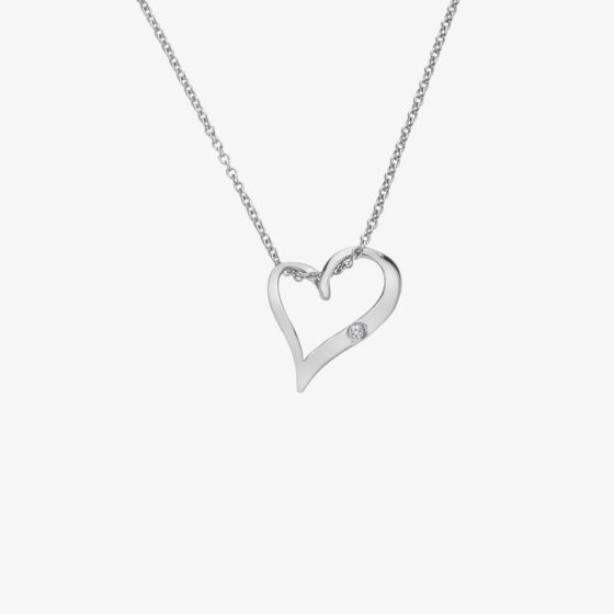 Hot Diamonds Silver Delicate Pointed Twist Heart Pendant Necklace DP1086
