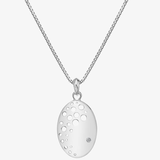 Hot Diamonds Silver Spritz Oval Necklace DP862